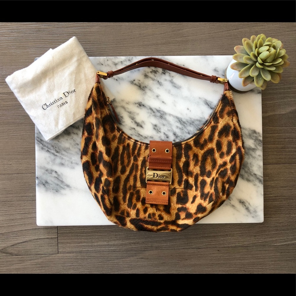 Christian Dior Leopard Print Baguette handbag